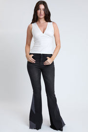 Women's Block Panel Flare Jeans