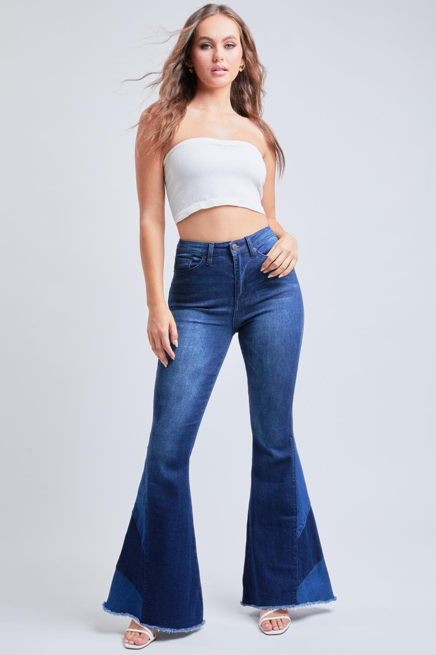 Women's Block Panel Flare Jeans
