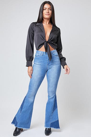 Women's Block Panel Flare Jeans
