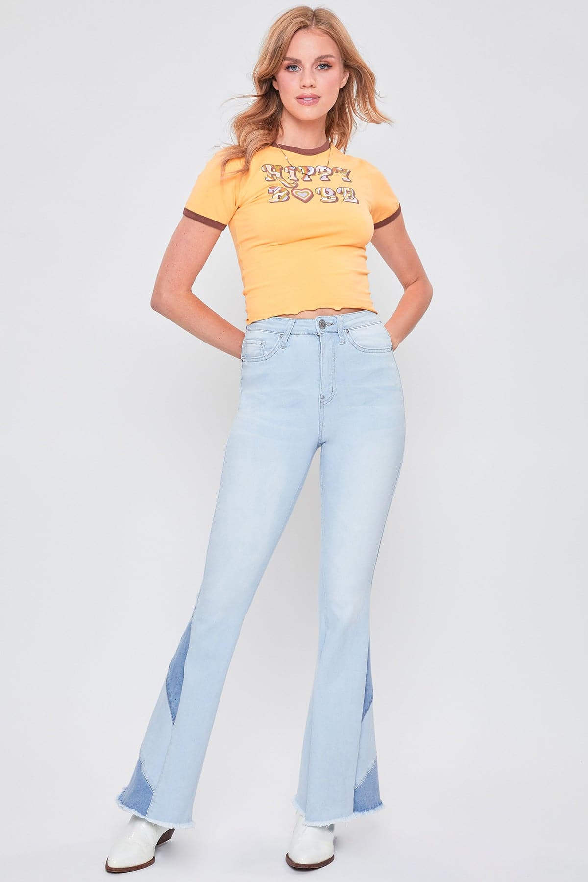 Women's Block Panel Flare Jeans