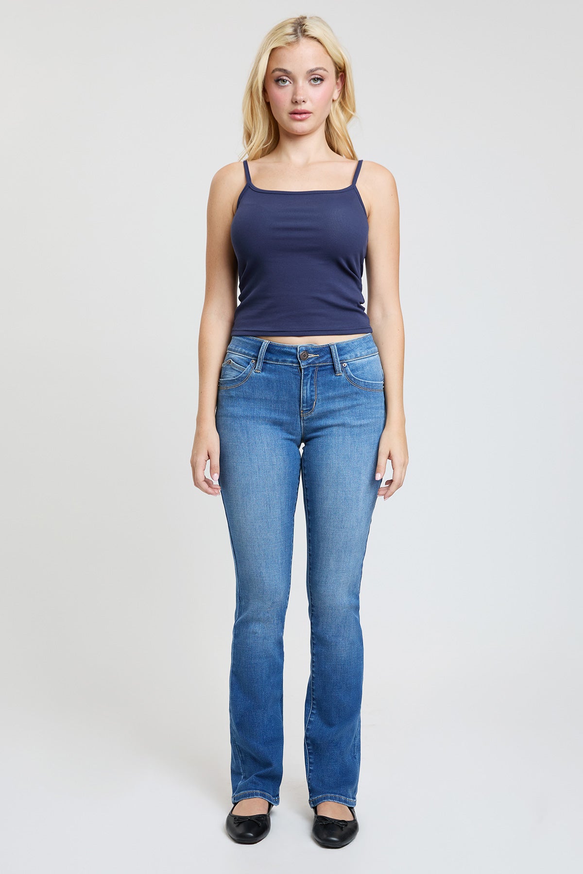 Women's Luxe Mid Rise Wannabettabutt Bootcut Jeans