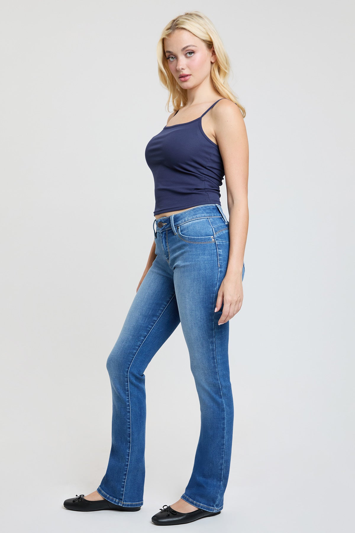 Women's Luxe Mid Rise Wannabettabutt Bootcut Jeans