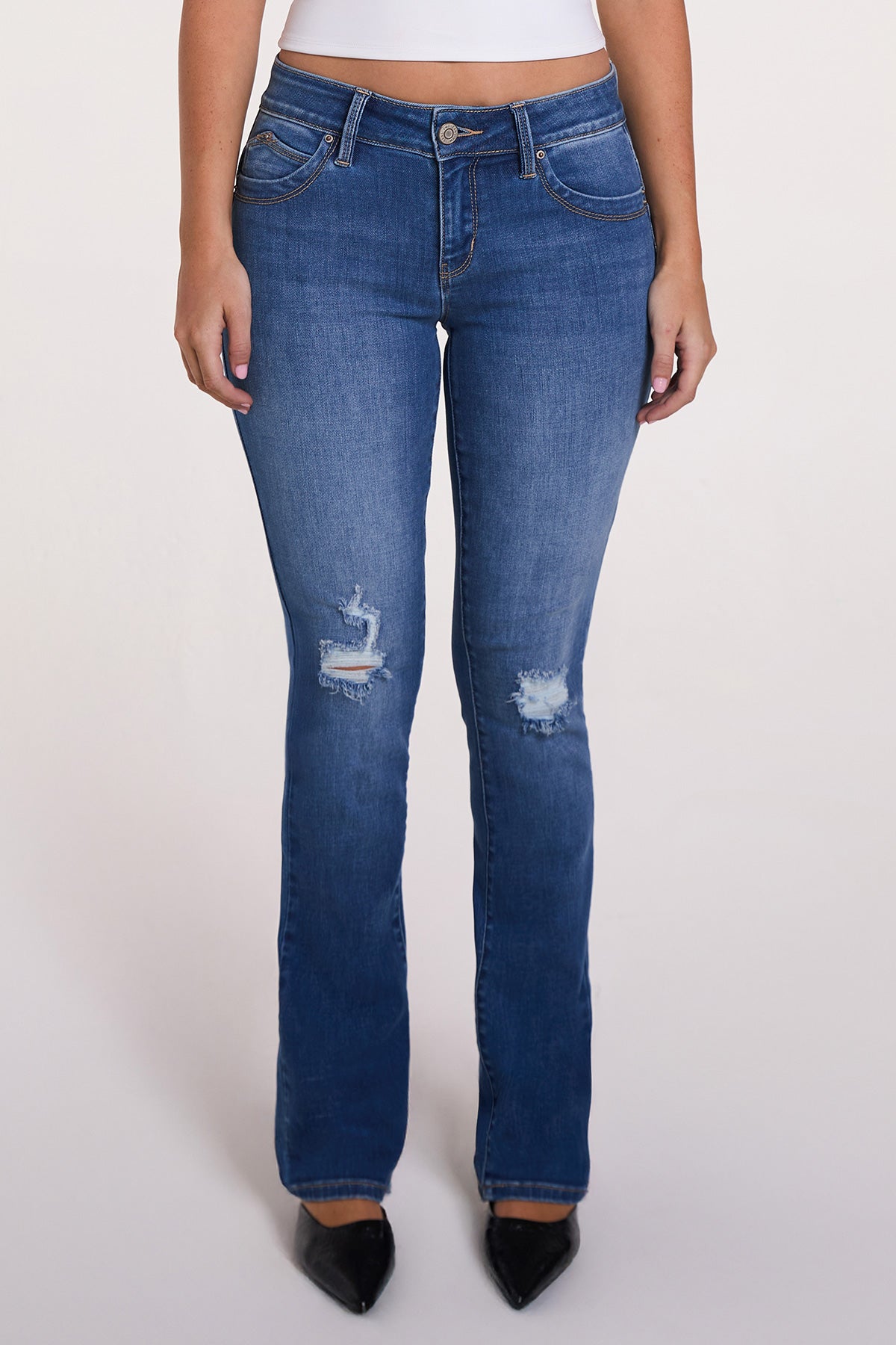 Women's Luxe Mid Rise Wannabettabutt Bootcut Jeans