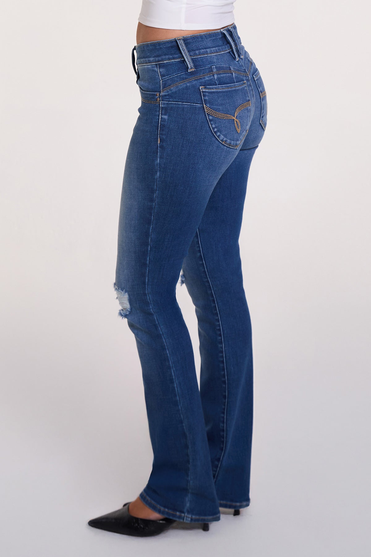 Women's Luxe Mid Rise Wannabettabutt Bootcut Jeans