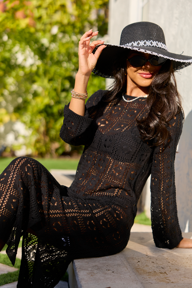 Being Shady Black Open Knit Midi Cover Up Sale