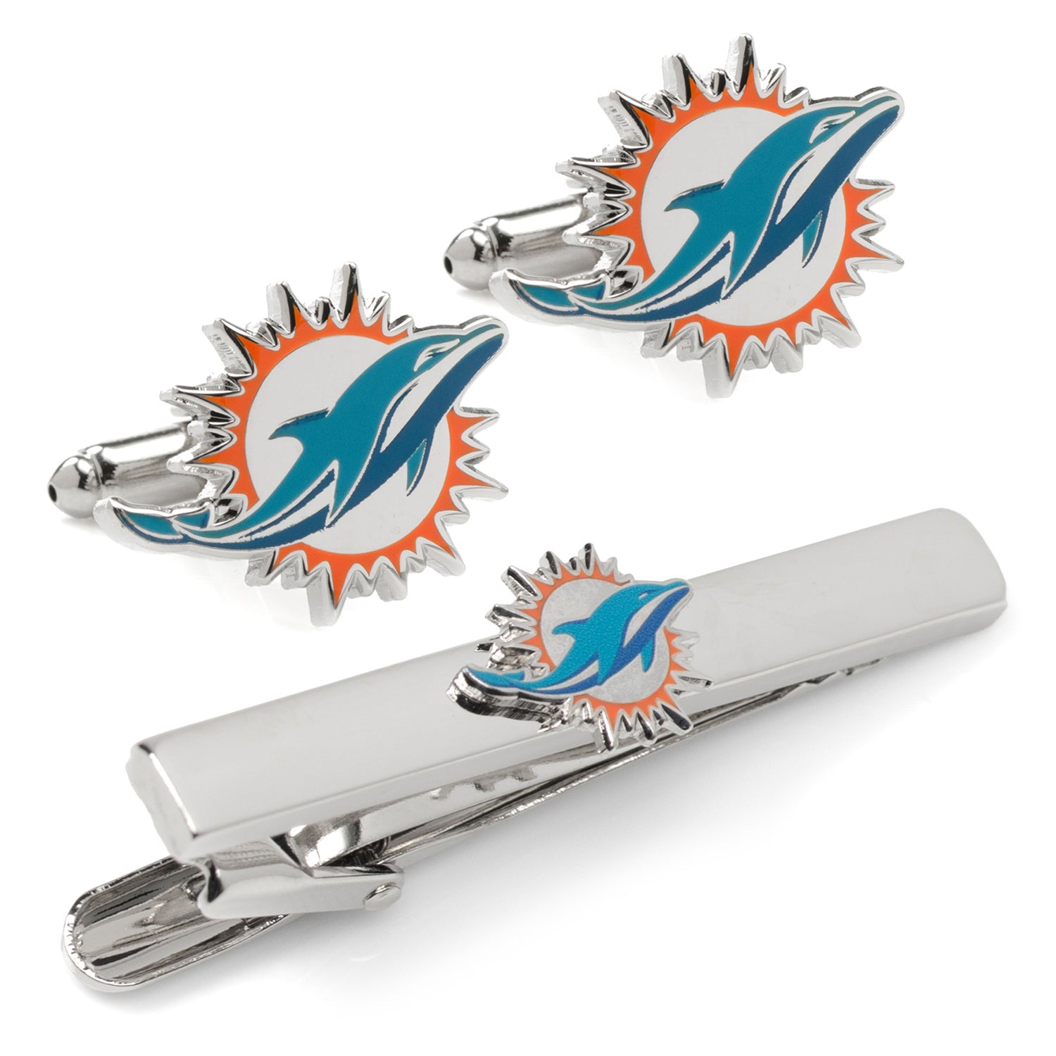 NFL Miami Dolphins Cufflinks & Tie Clip Gift Set