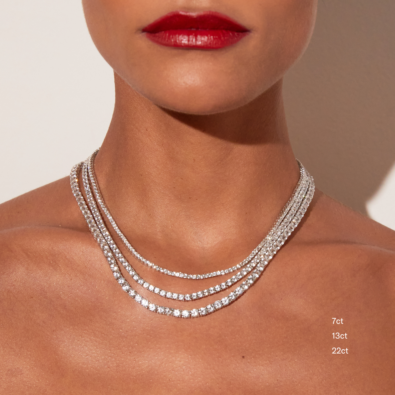 Lab Grown White Sapphire Tennis Necklace - 13ct