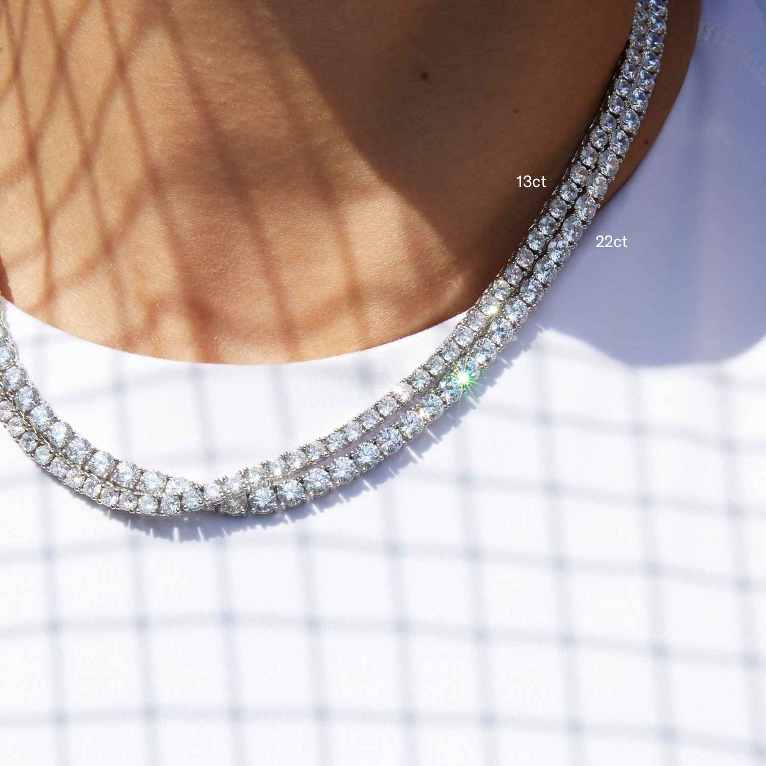 Lab Grown White Sapphire Tennis Necklace - 13ct
