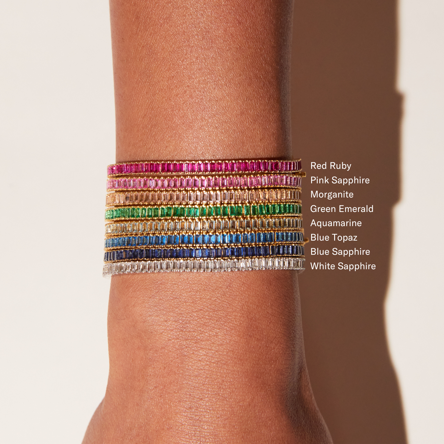 Lab Grown White Sapphire Baguette Tennis Bracelet