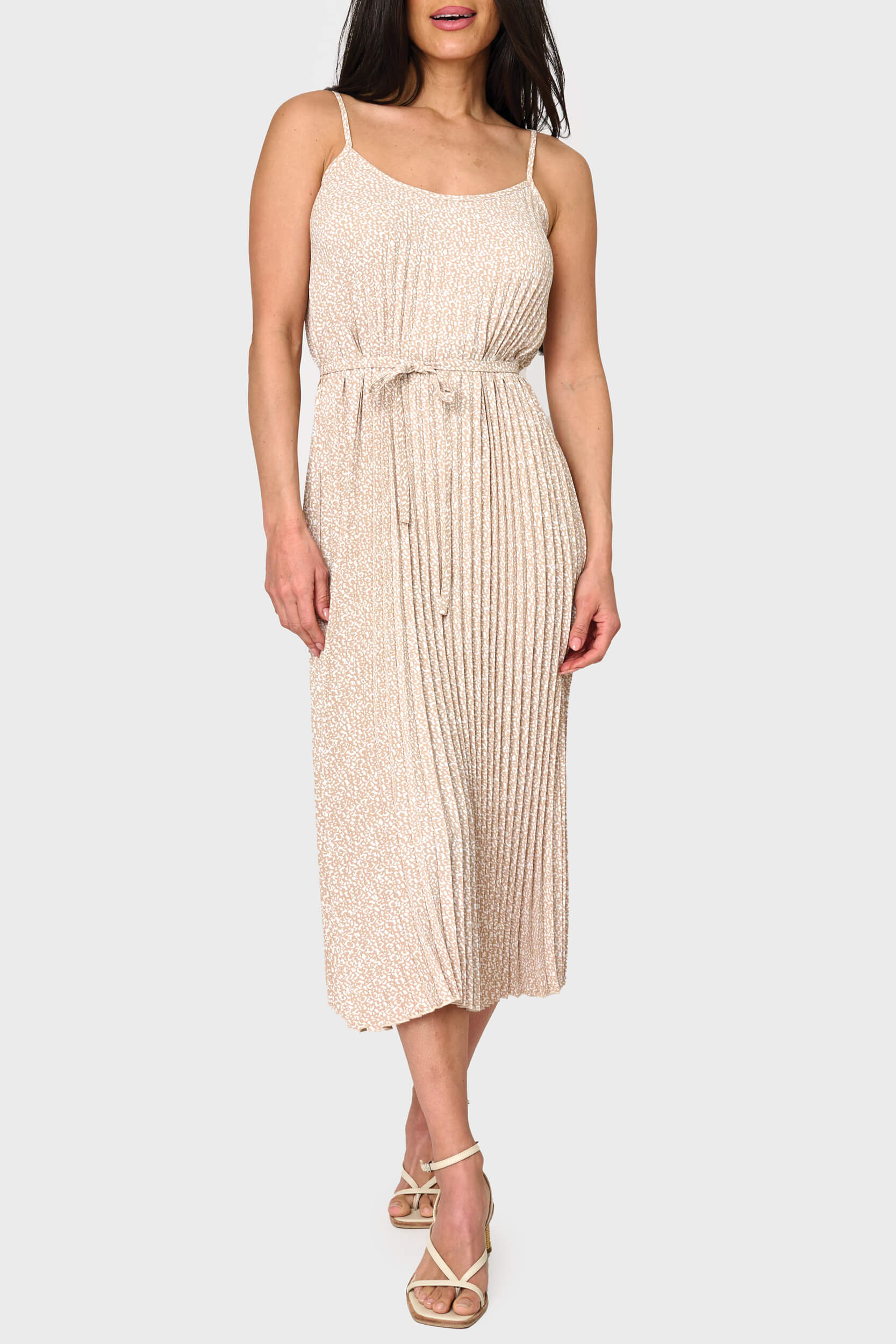 pleated midi dress with belt SteinMart.com