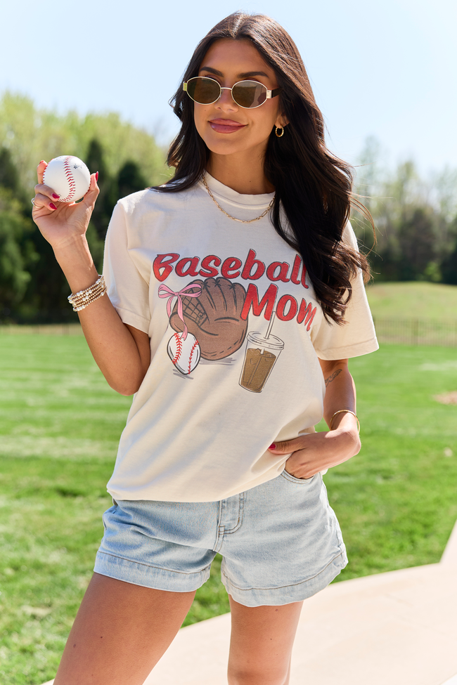 Baseball Mom Ivory Graphic Tee | Includes Plus Size