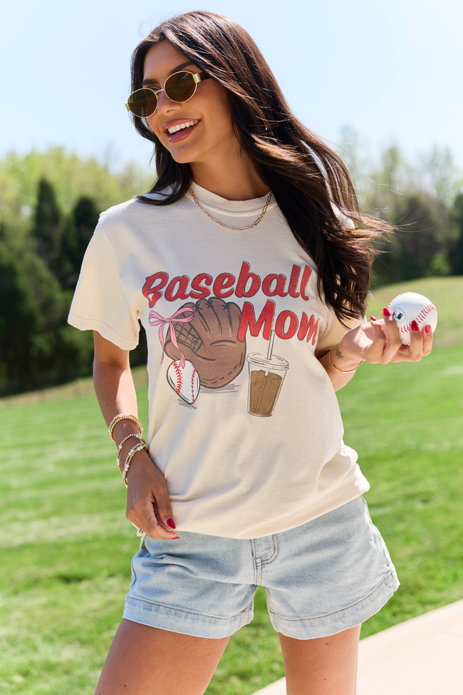 Baseball Mom Ivory Graphic Tee | Includes Plus Size