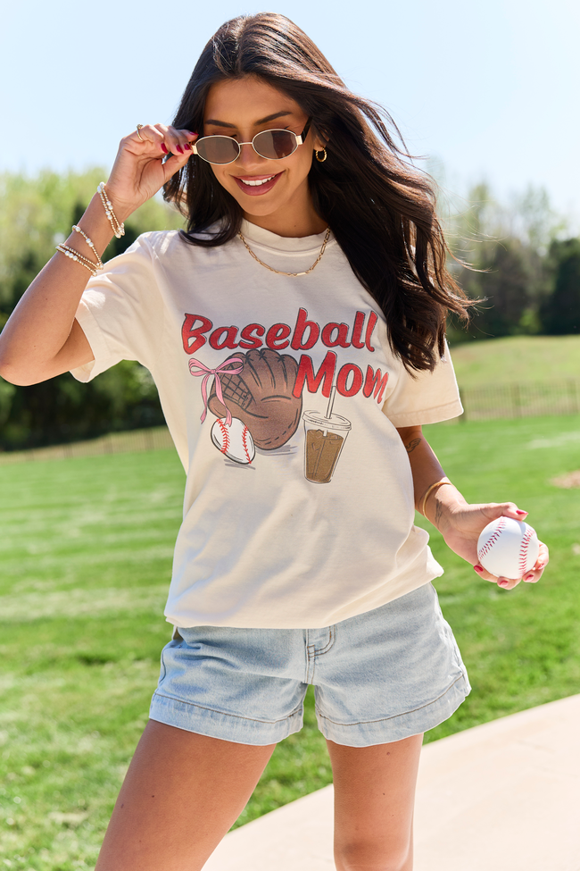 Baseball Mom Ivory Graphic Tee | Includes Plus Size