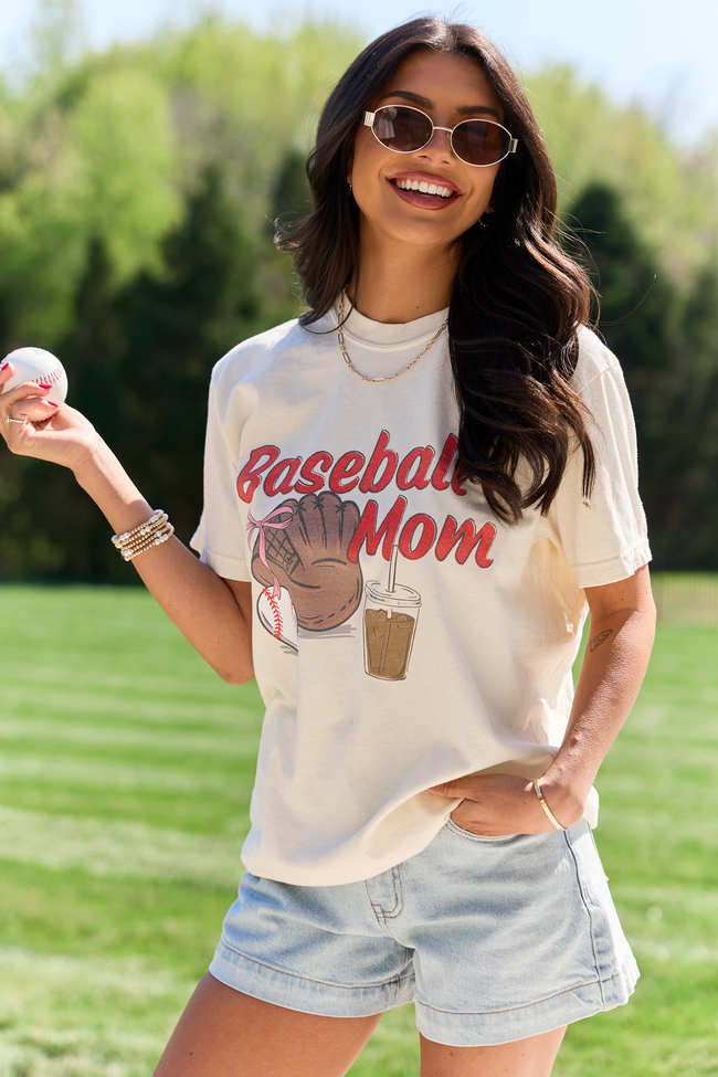 Baseball Mom Ivory Graphic Tee | Includes Plus Size