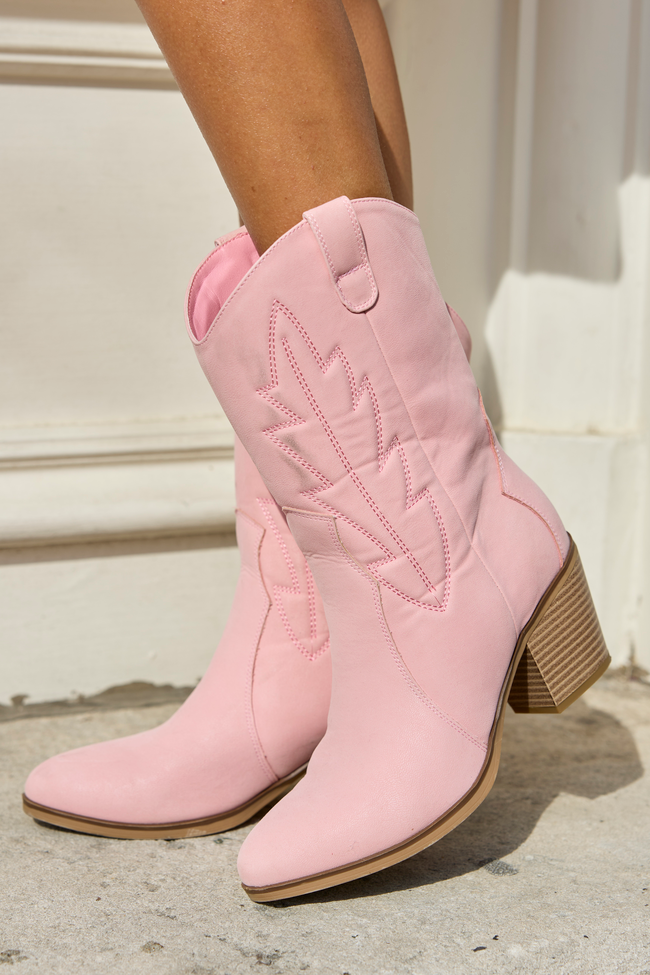 SteinMart.com | Margo Pink Midi Western Boots – Stein Mart