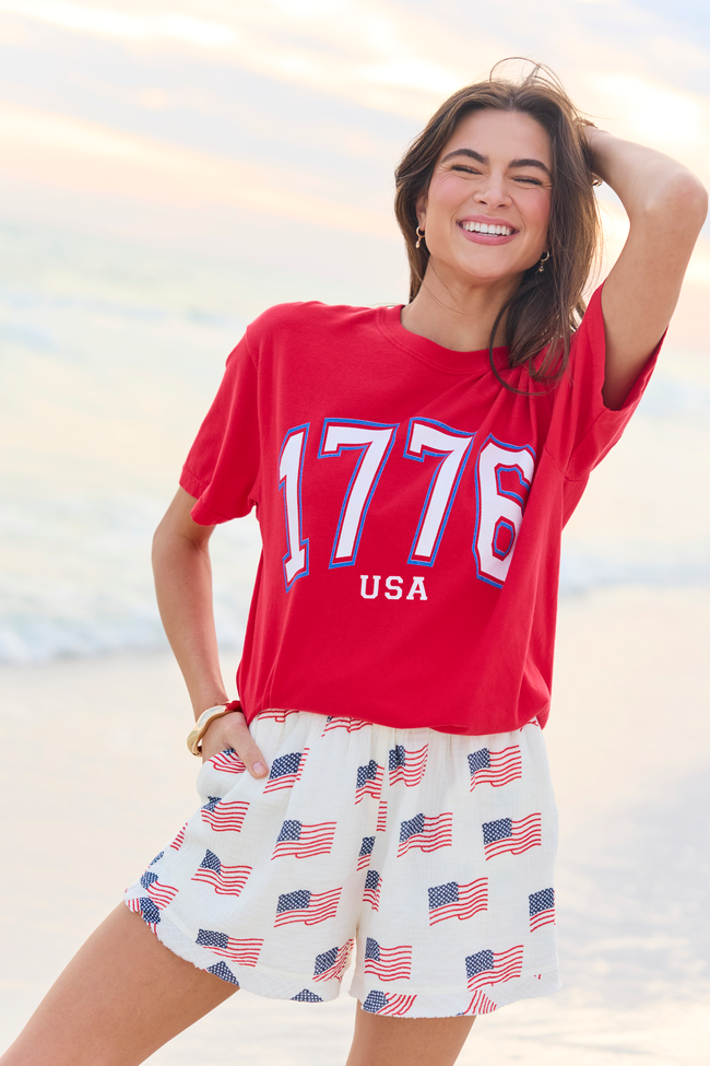 1776 Block USA Red Graphic Tee