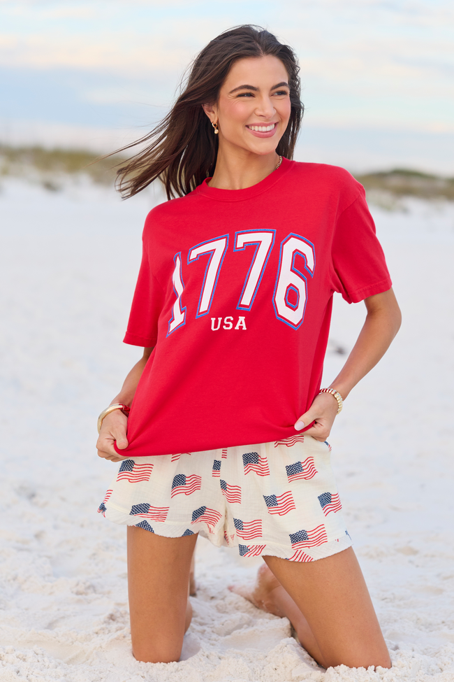 1776 Block USA Red Graphic Tee