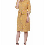 3/4 Roll Tab Sleeve Belted Shirtdress - Petite