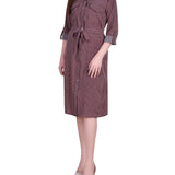 3/4 Roll Sleeve Belted Shirtdress - Petite