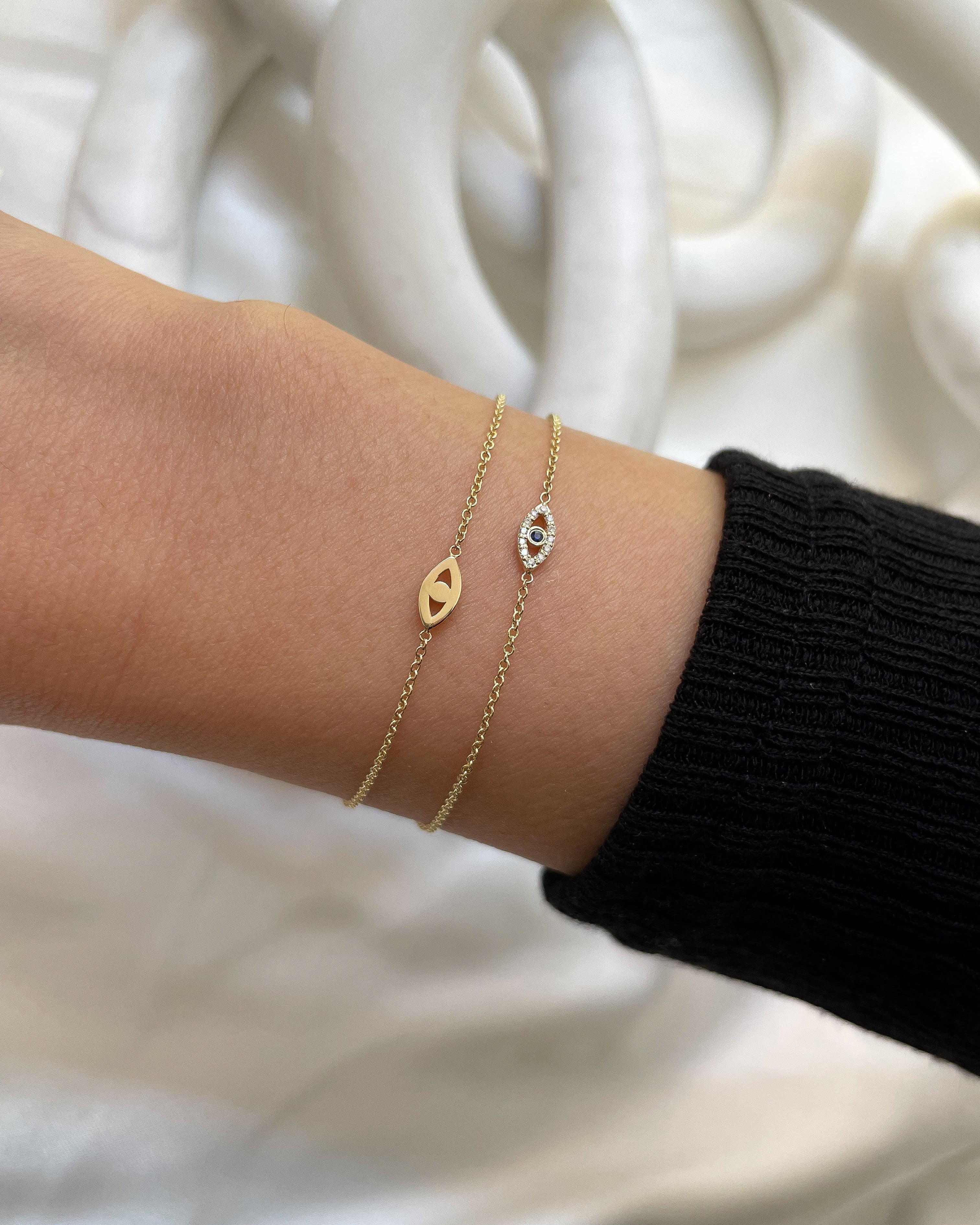 Zoe Lev Tiny Evil Eye with Diamonds Bracelet