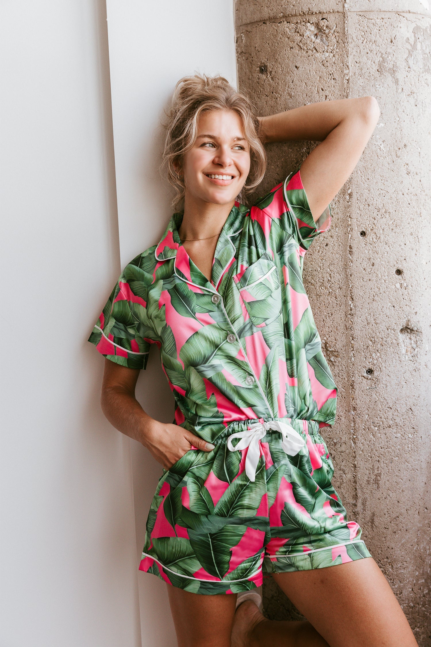 Pink Banana Leaf Pajamas