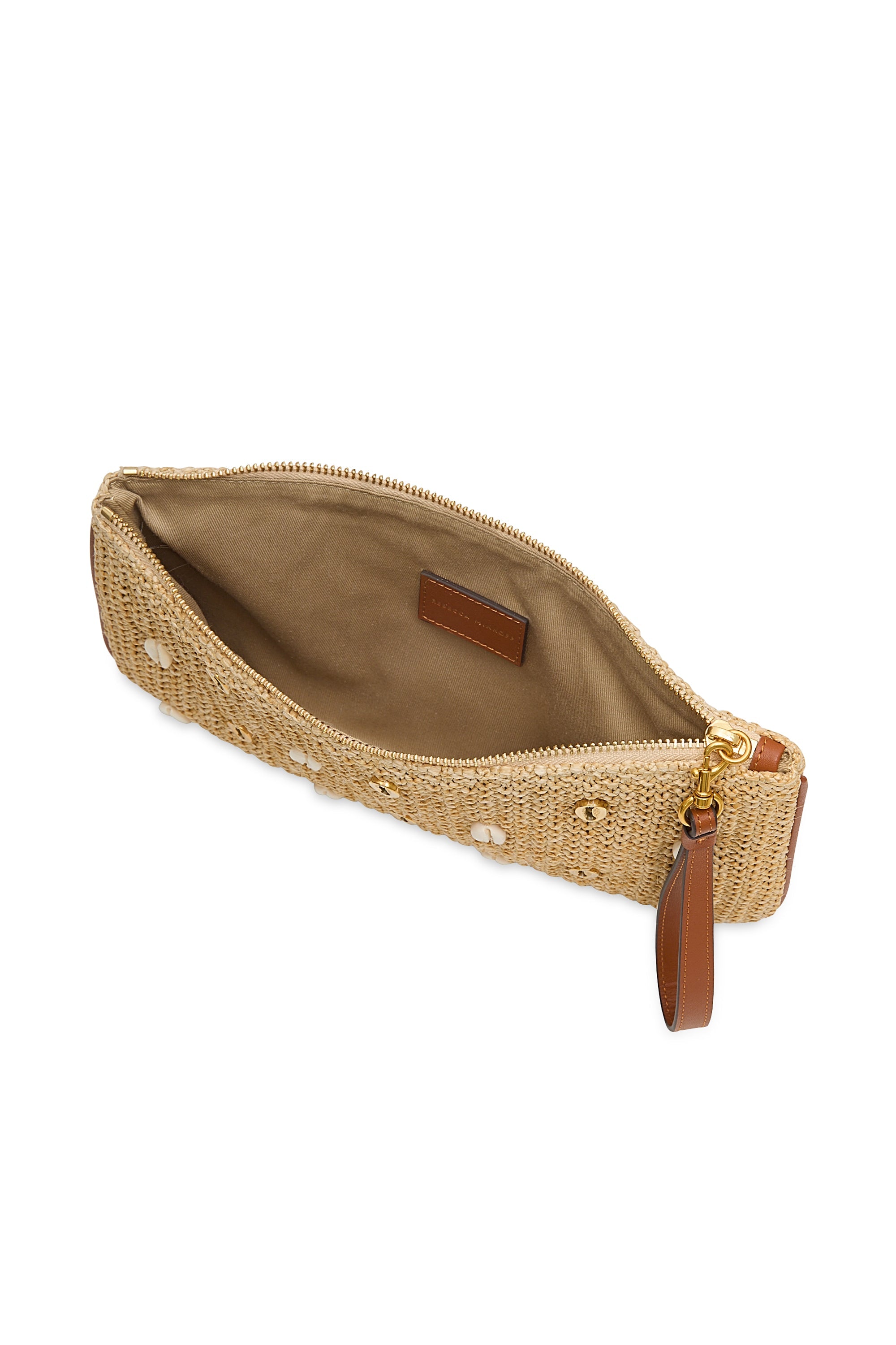 Rebecca Minkoff Ashlee Raffia Wristlet Pouch With Seashell Accents