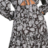 Elan Floral Print Cut Out Mini Dress Black