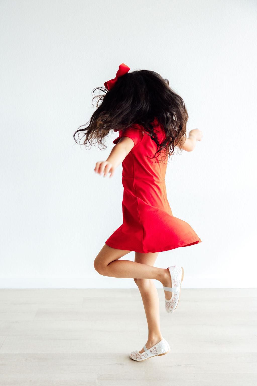 Red S/s Polo Dress