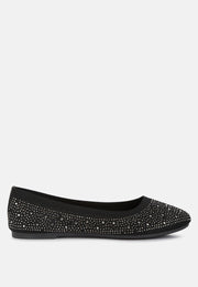 Splash Rhinestones Embellished Ballet Flats