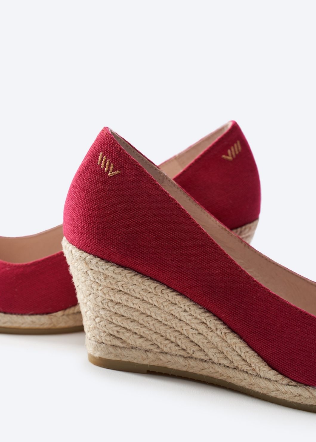 Roses Canvas V Cut Espadrille Wedges