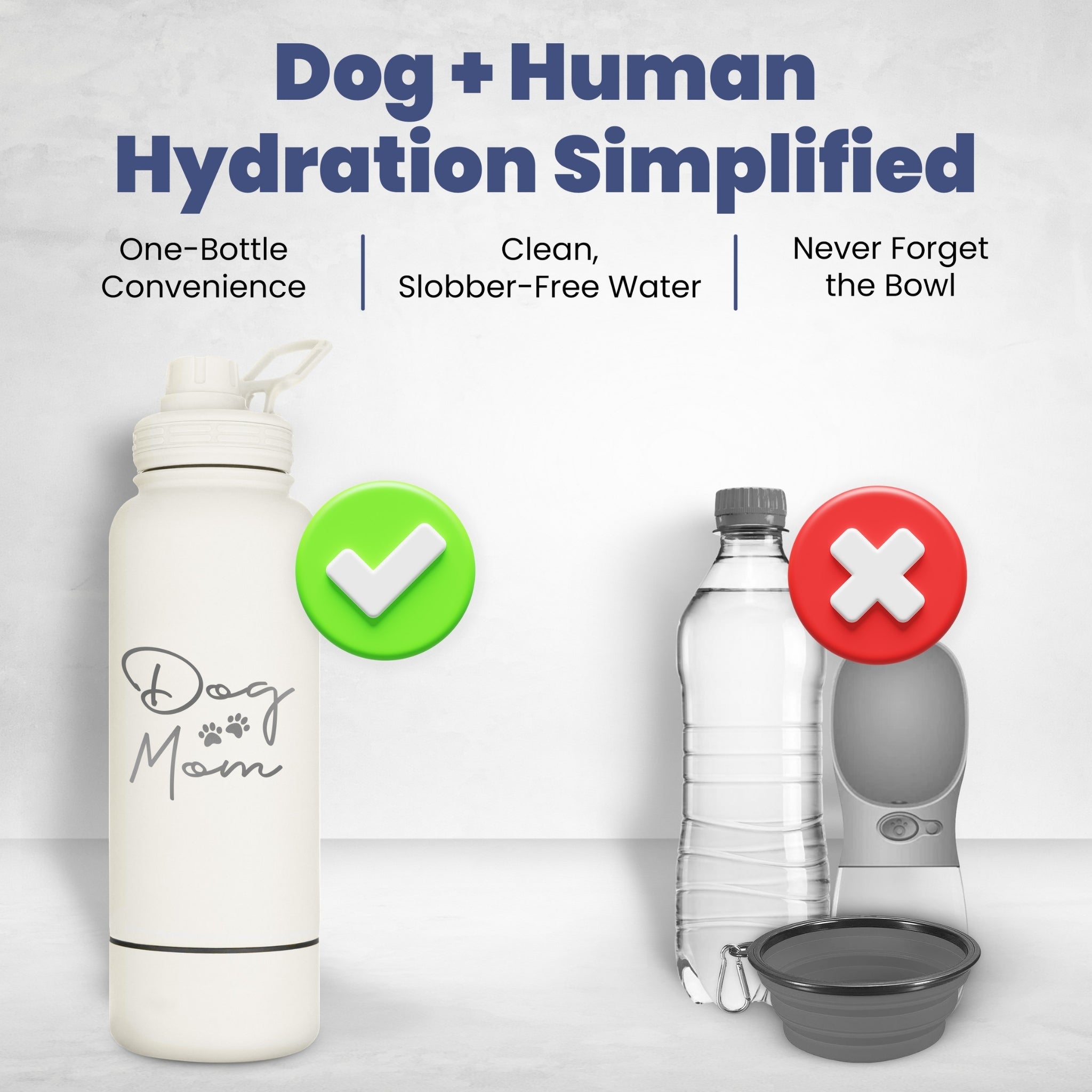 Dog + Human Water Bottle With Detachable Dog Bowl