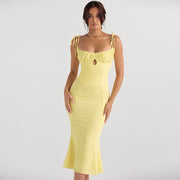 Folds Sleeveless Slips Bandage Solid Maxi Prom Dress Sexy Bodycon Summer