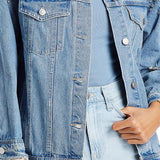 Sunset & Spring Cotton Embellished Denim Jacket Blue Size S