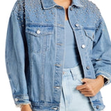 Sunset & Spring Cotton Embellished Denim Jacket Blue Size S