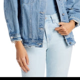 Sunset & Spring Cotton Embellished Denim Jacket Blue Size S