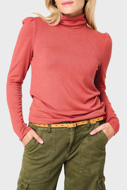 Essential Turtleneck Soft Sweater Knit Top With Puff Sleeve