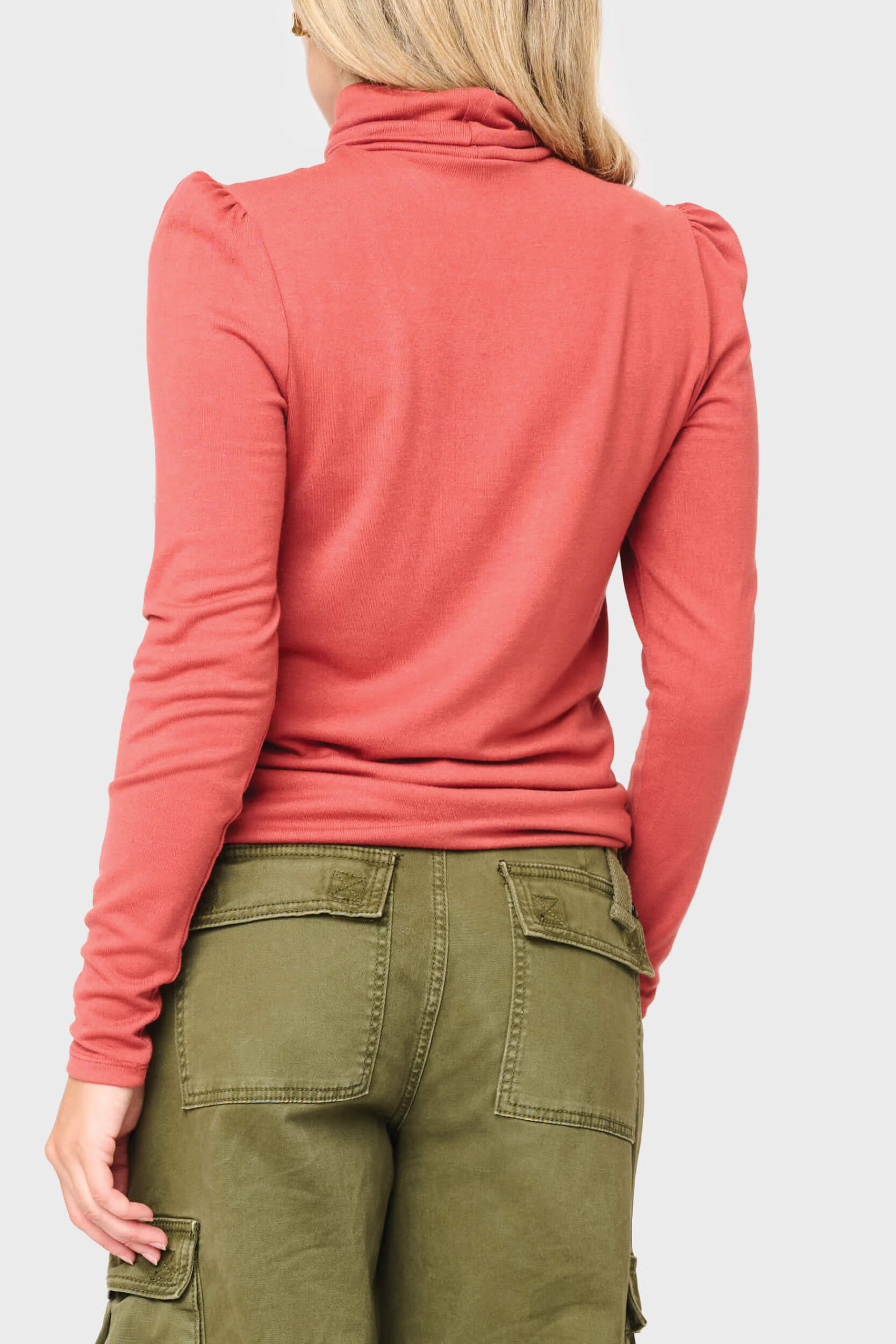 Essential Turtleneck Soft Sweater Knit Top With Puff Sleeve
