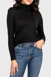 Essential Turtleneck Soft Sweater Knit Top With Puff Sleeve
