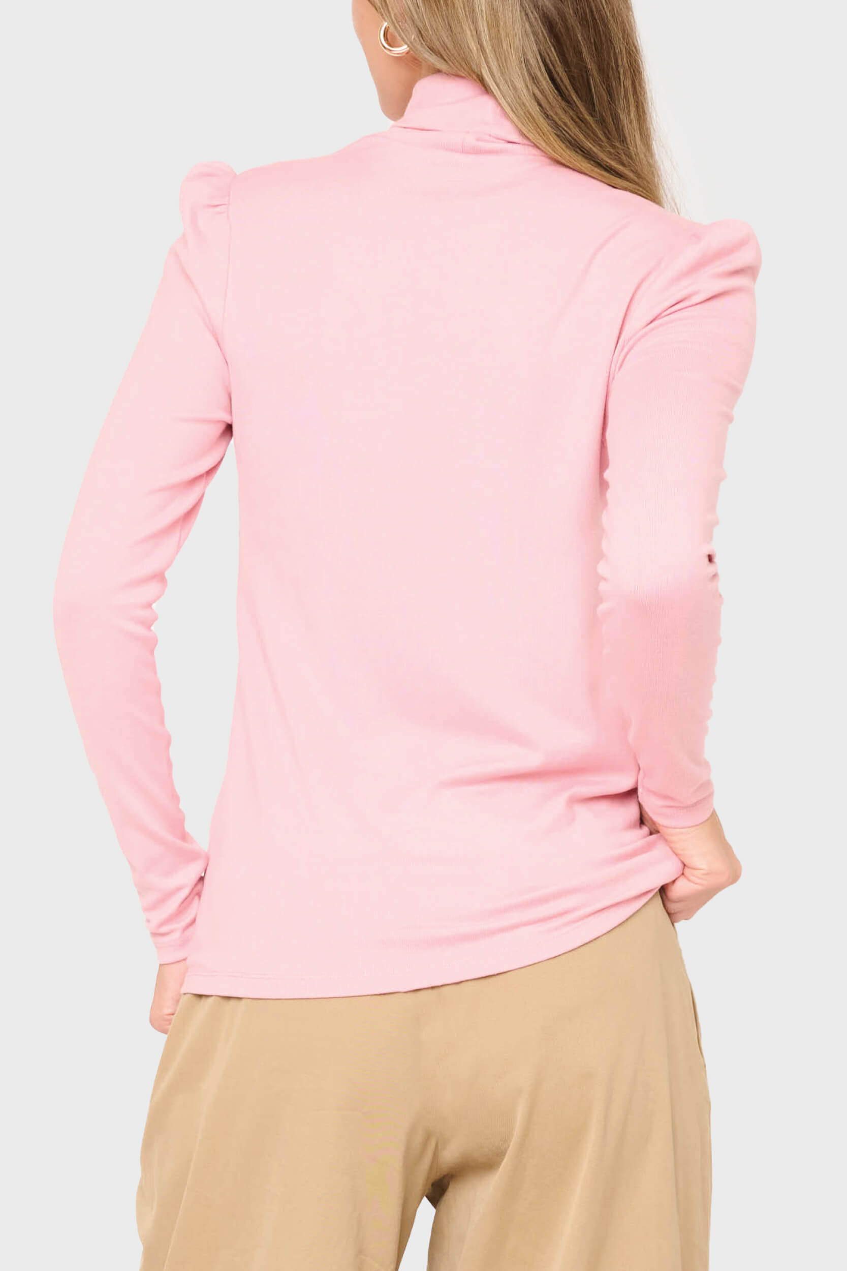Essential Turtleneck Soft Sweater Knit Top With Puff Sleeve