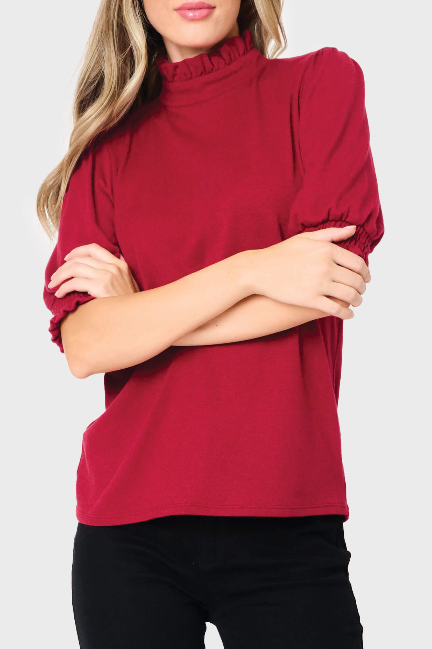 Feminine Mock Neck Luxe Sweater Top
