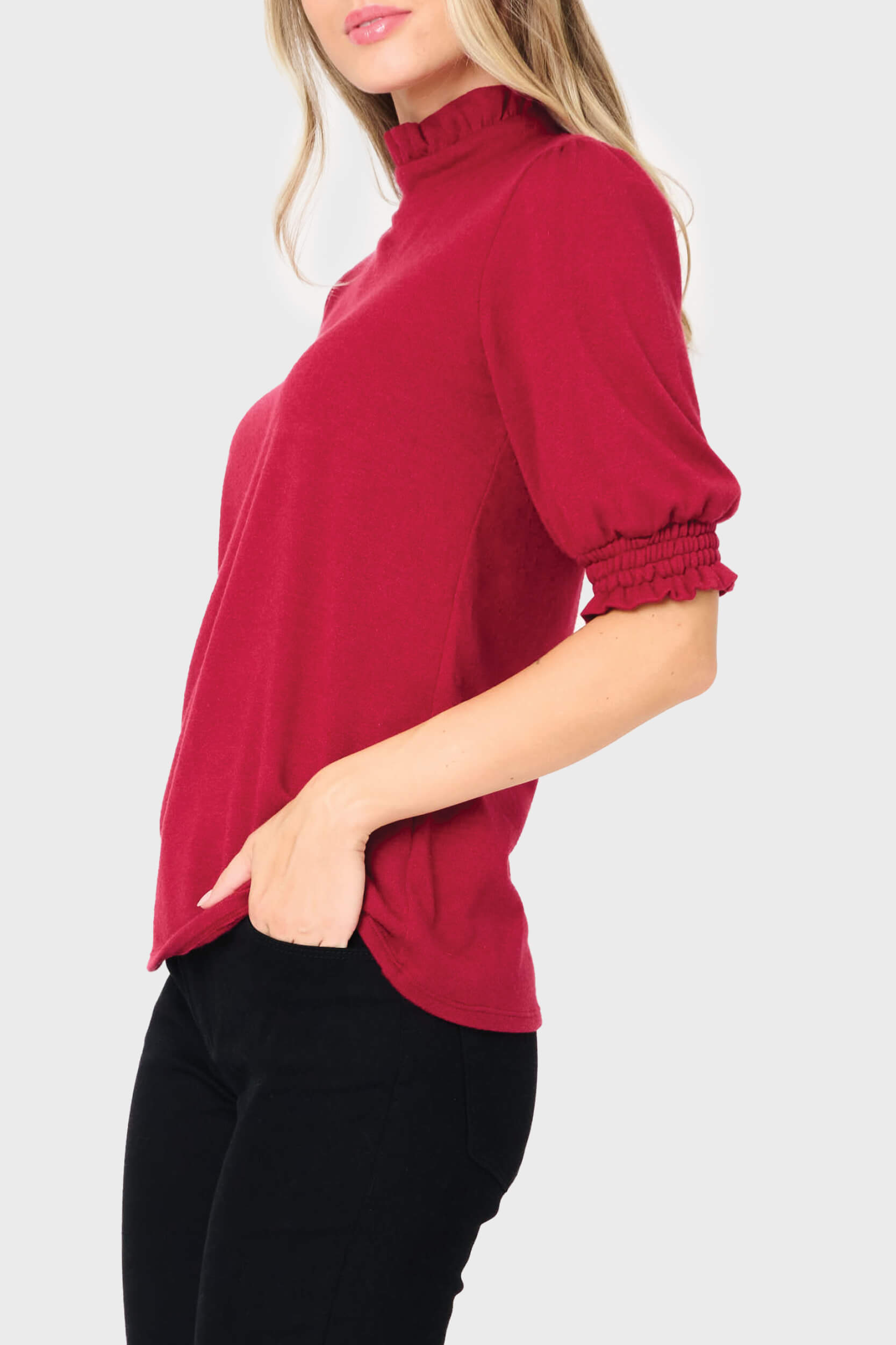 Feminine Mock Neck Luxe Sweater Top