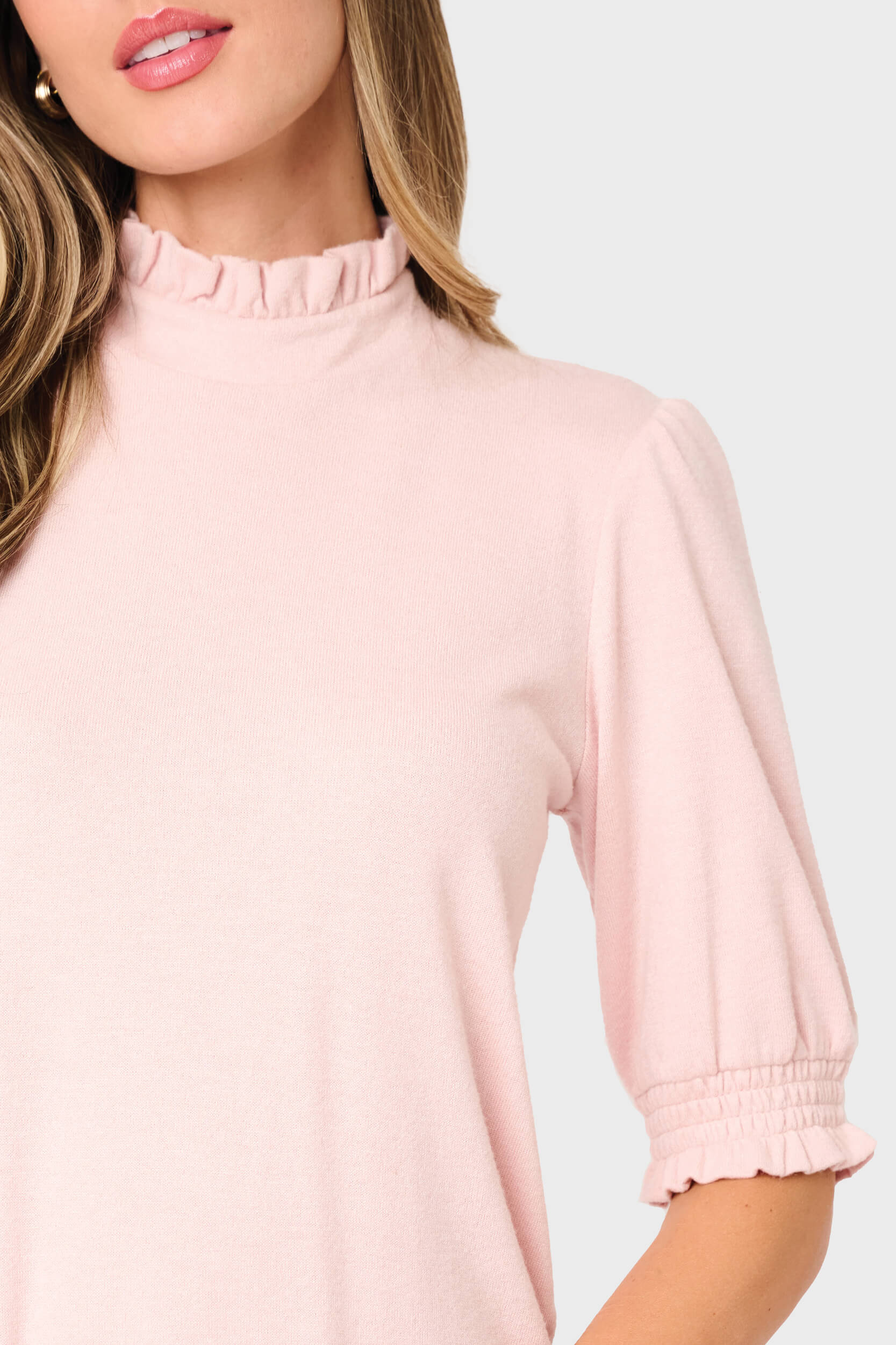 Feminine Mock Neck Luxe Sweater Top