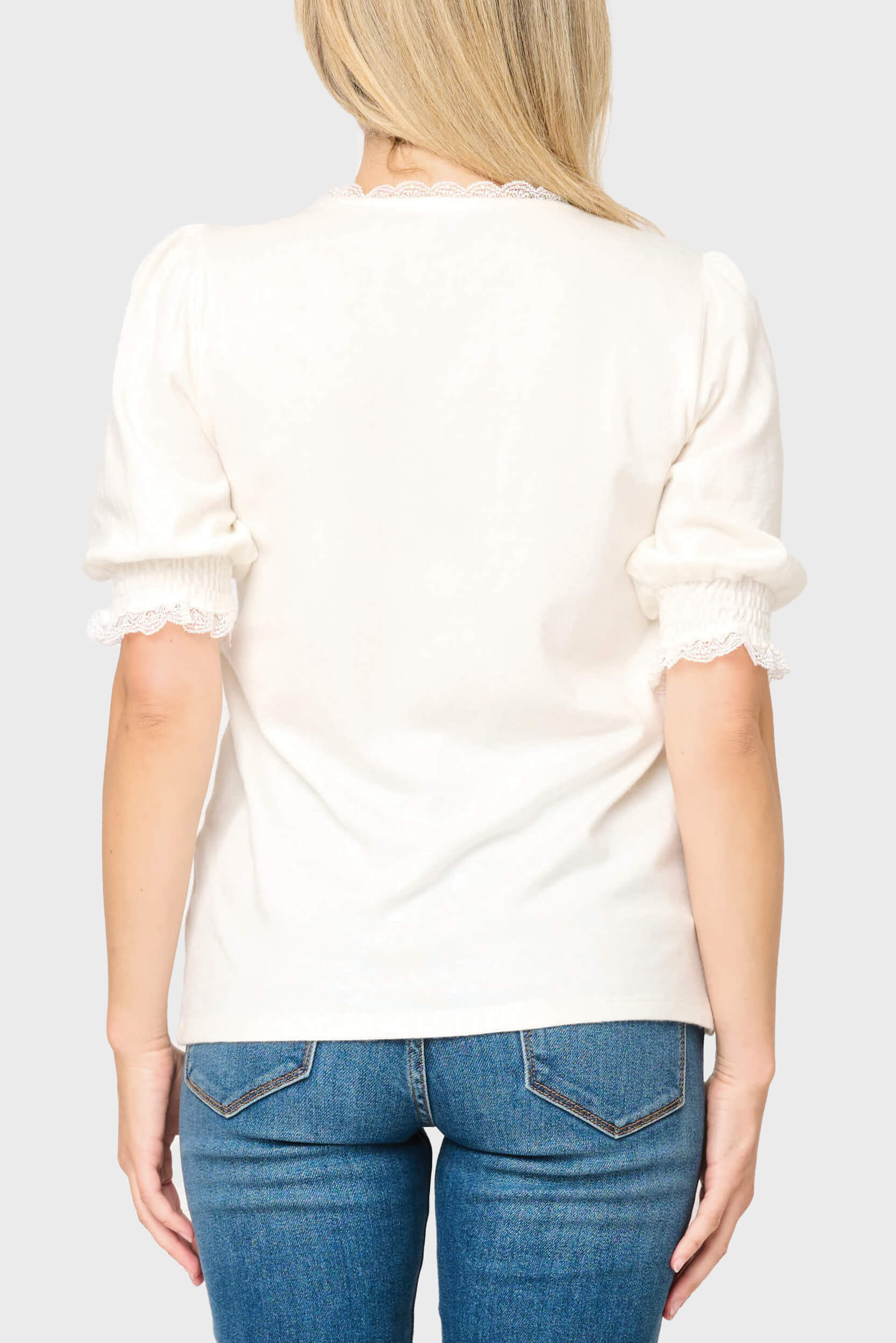 Lace Trim V-neck Luxe Sweater Top