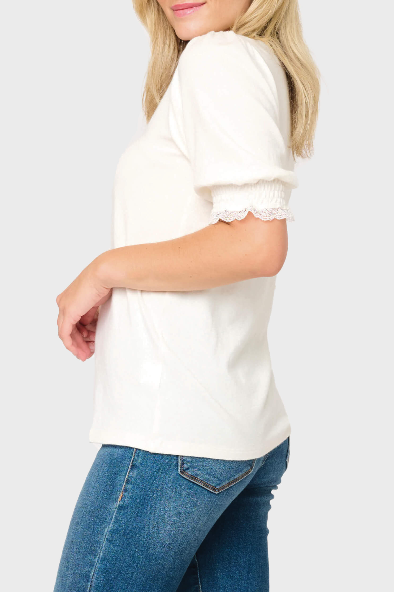 Lace Trim V-neck Luxe Sweater Top