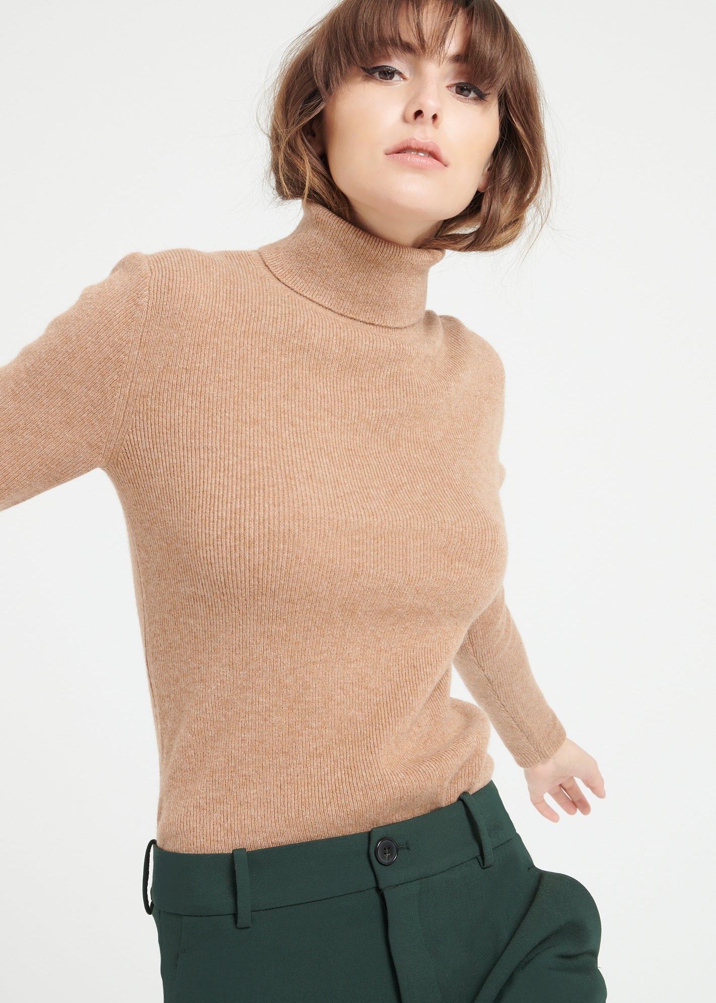 Pure Cashmere 4 ply Turtleneck Ribbed Sweater (Lilly 17)