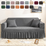 High-quality Seersucker Stretch Sofa Slipcover With Elastic Bottom And Skirt Washable Furniture Protector For Kids And Pets 1/2/3/4 Seater Options