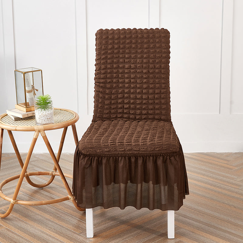 Premium Textured Seersucker High-stretch Washable Dining Chair Slipcovers With Skirt