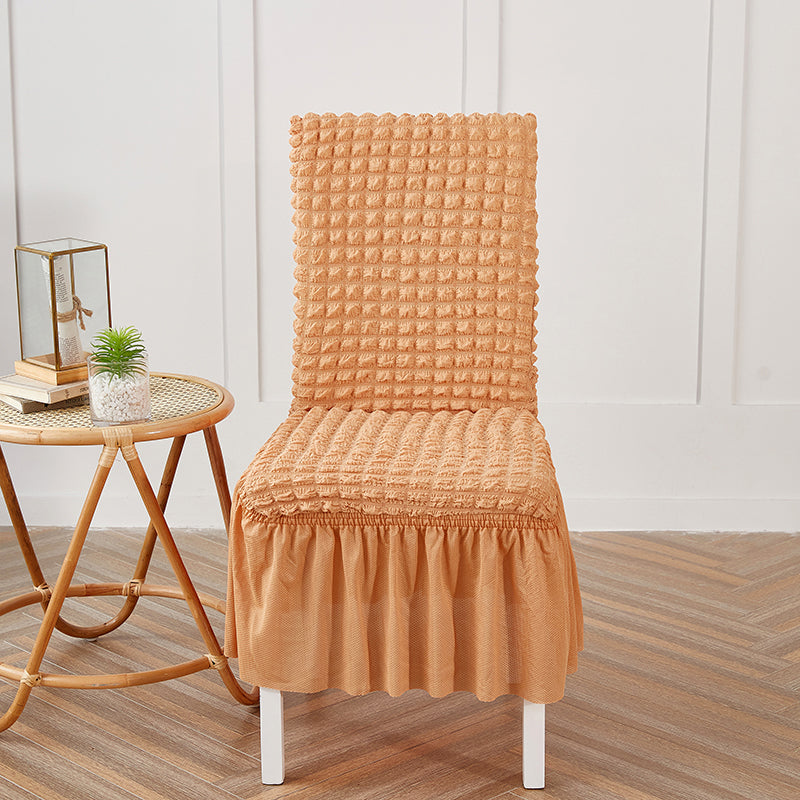 Premium Textured Seersucker High-stretch Washable Dining Chair Slipcovers With Skirt