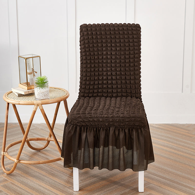 Premium Textured Seersucker High-stretch Washable Dining Chair Slipcovers With Skirt
