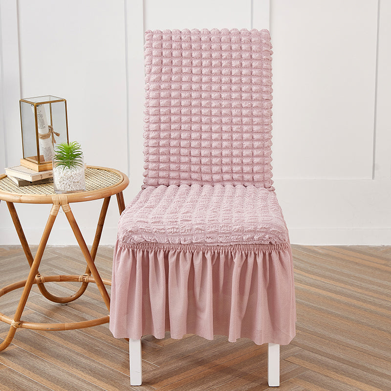 Premium Textured Seersucker High-stretch Washable Dining Chair Slipcovers With Skirt